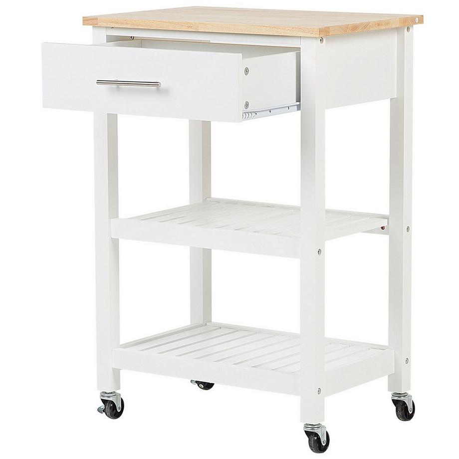 Beliani Chariot de cuisine en Bois d'hévéa  HIUMA  