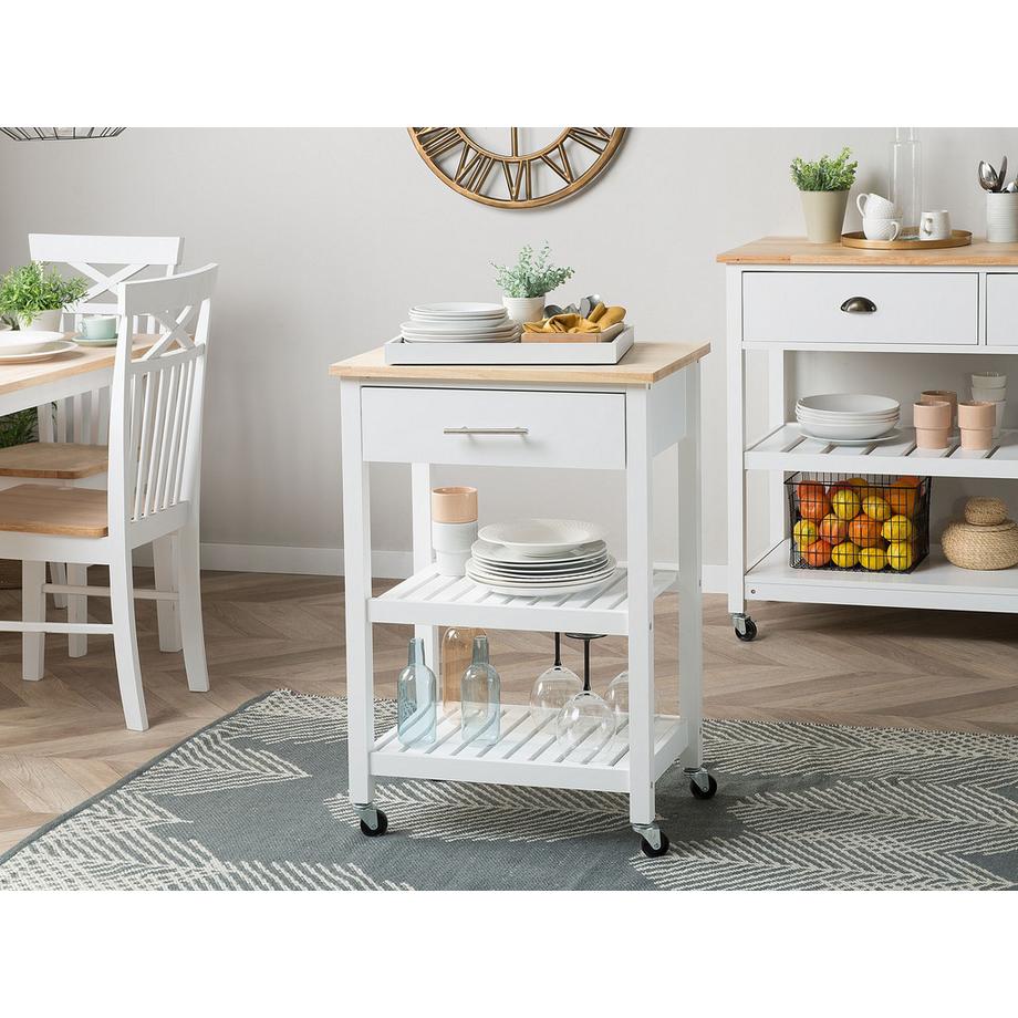Beliani Chariot de cuisine en Bois d'hévéa  HIUMA  