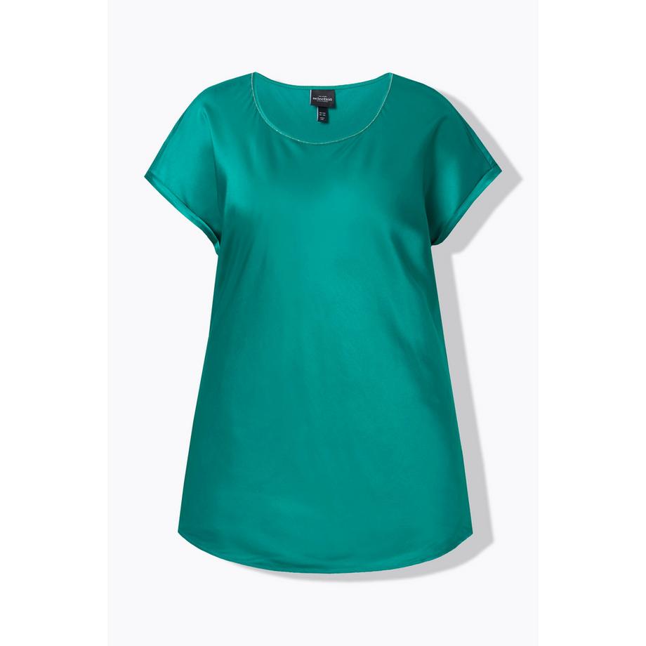 Ulla Popken Blusa classica smanicata in raso Scollo a girocollo  