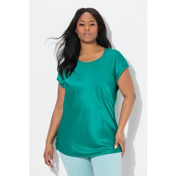 Blusa classica e smanicata in raso con scollo a girocollo