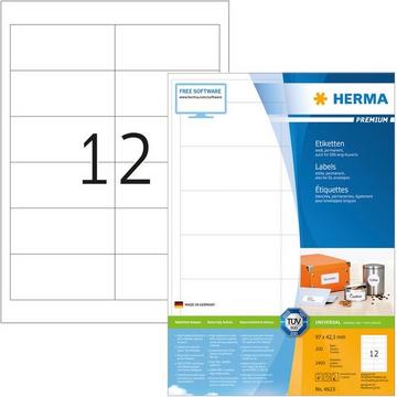 HERMA Universal-Etiketten 97x42,3mm 4623 weiss 2400 St./200 Blatt
