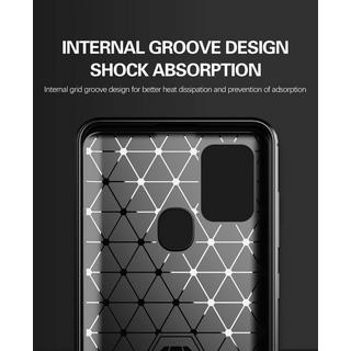 Cadorabo  Housse compatible avec Samsung Galaxy A21s - Coque de protection en silicone TPU flexible, aspect inox et fibre de carbone 