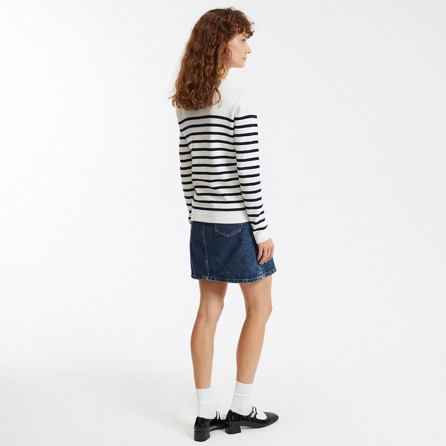 La Redoute Collections Gestreifter Pullover mit Knopfdetail  