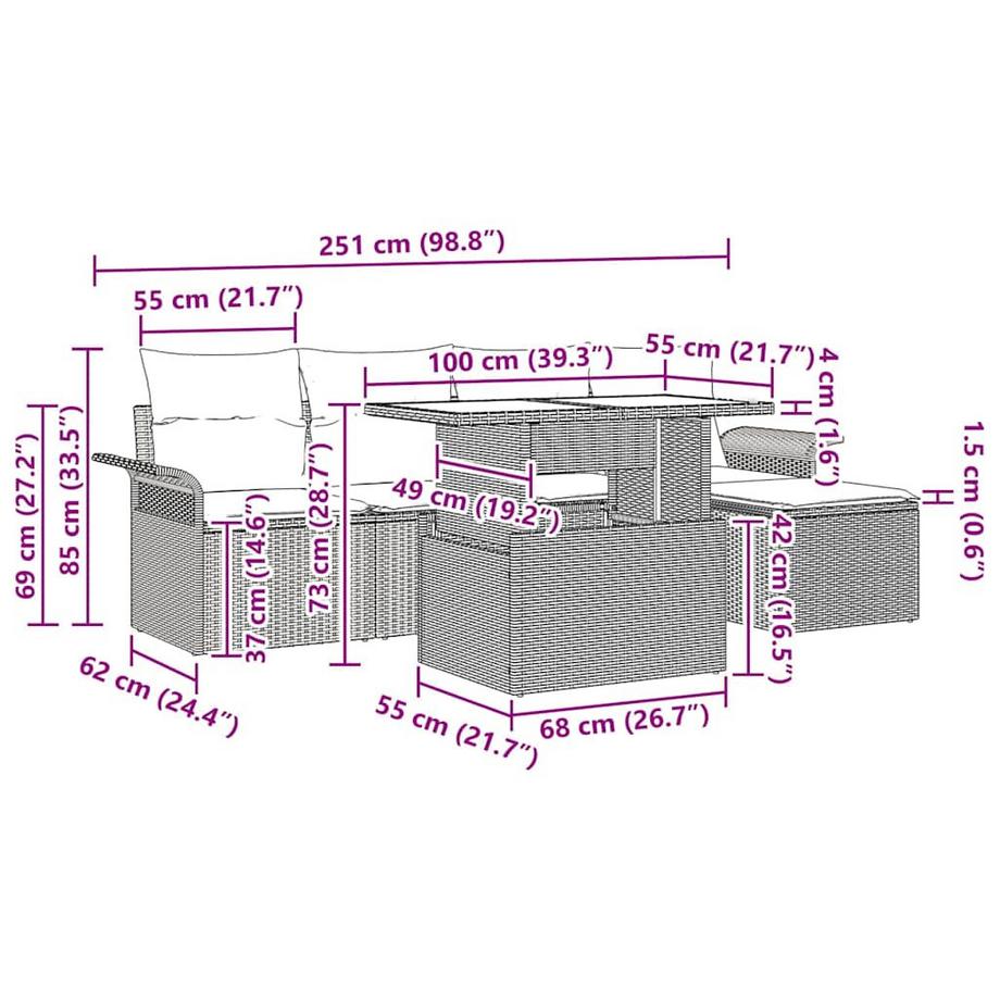 VidaXL Ensemble de canapé modulable poly rattan  