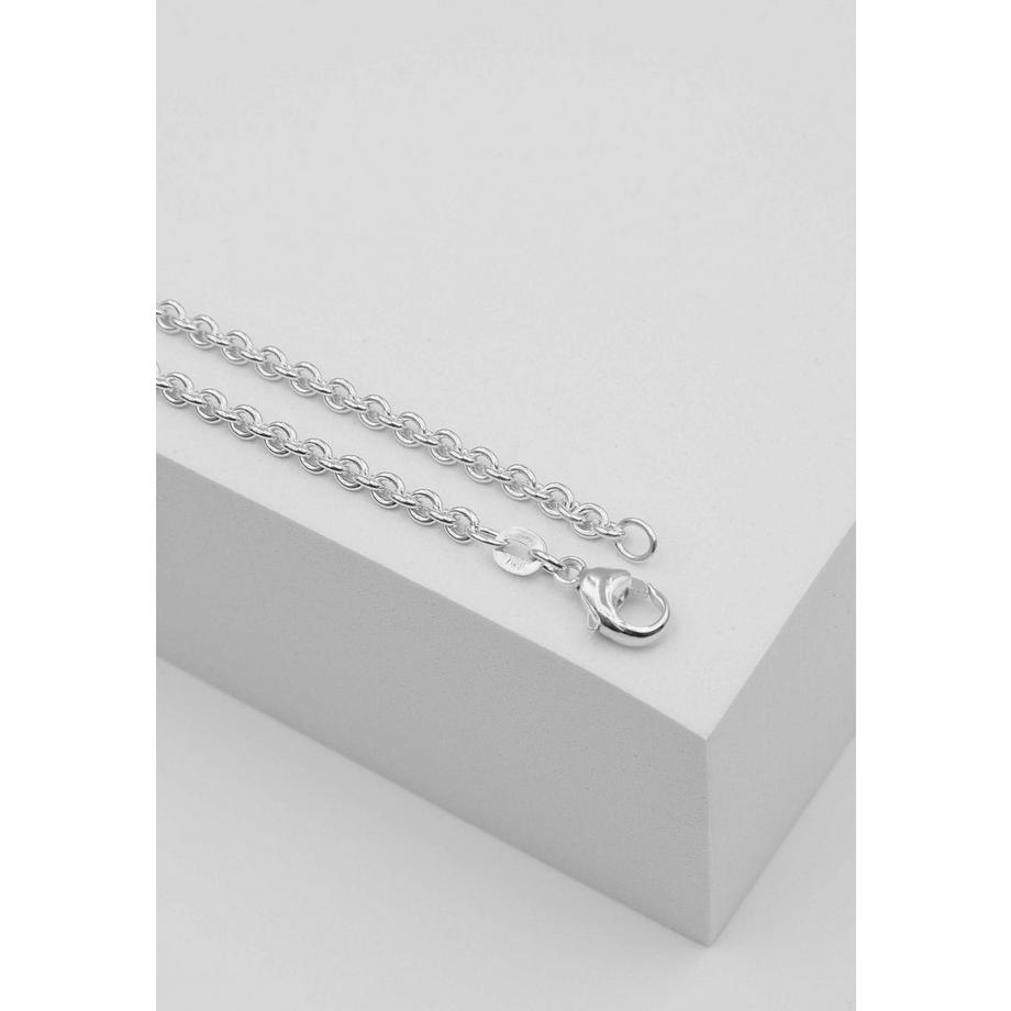 MUAU Schmuck  Collier forçat ronde en or blanc 750, 3.1mm, 45cm 