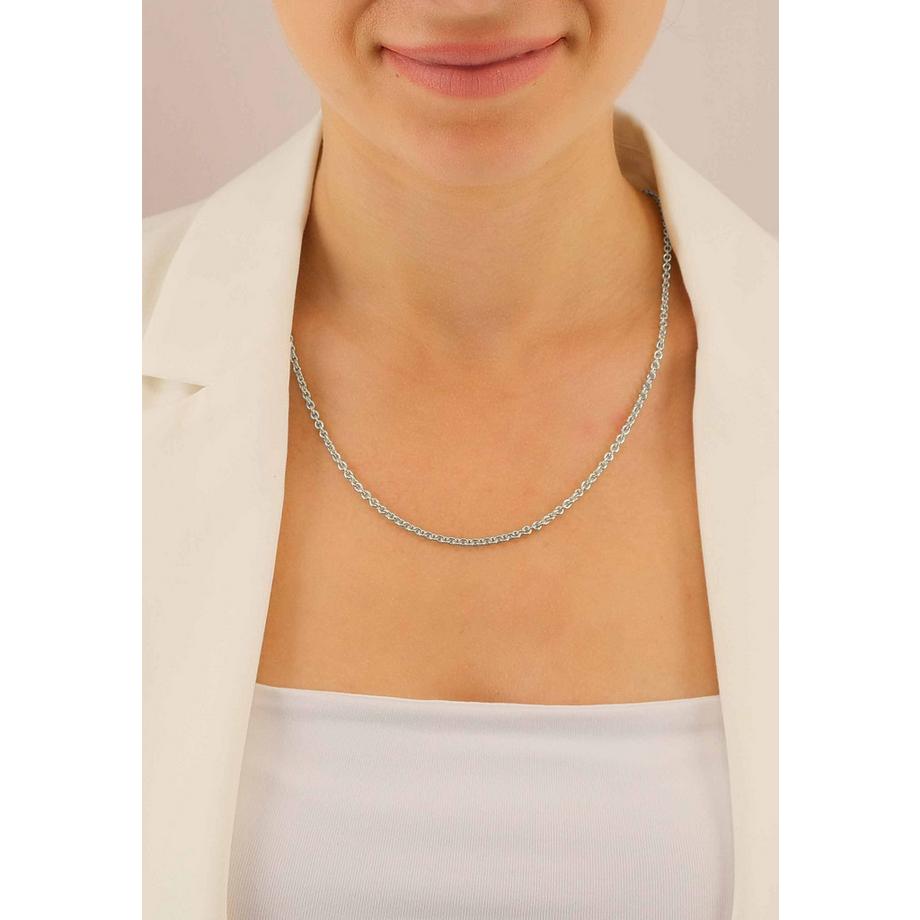 MUAU Schmuck  Collier forçat ronde en or blanc 750, 3.1mm, 45cm 