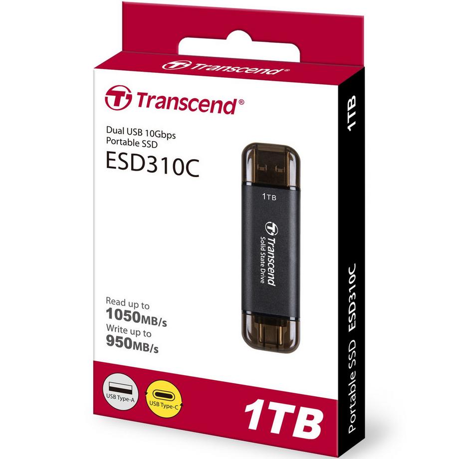 Transcend  Tragbare SSD ESD310C USB-C 1 TB (R1050/W950) Schwarz 
