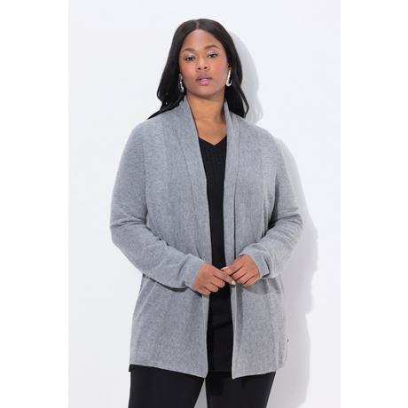 Ulla Popken Cardigan Collo a Sciarpa in Lana Merino  