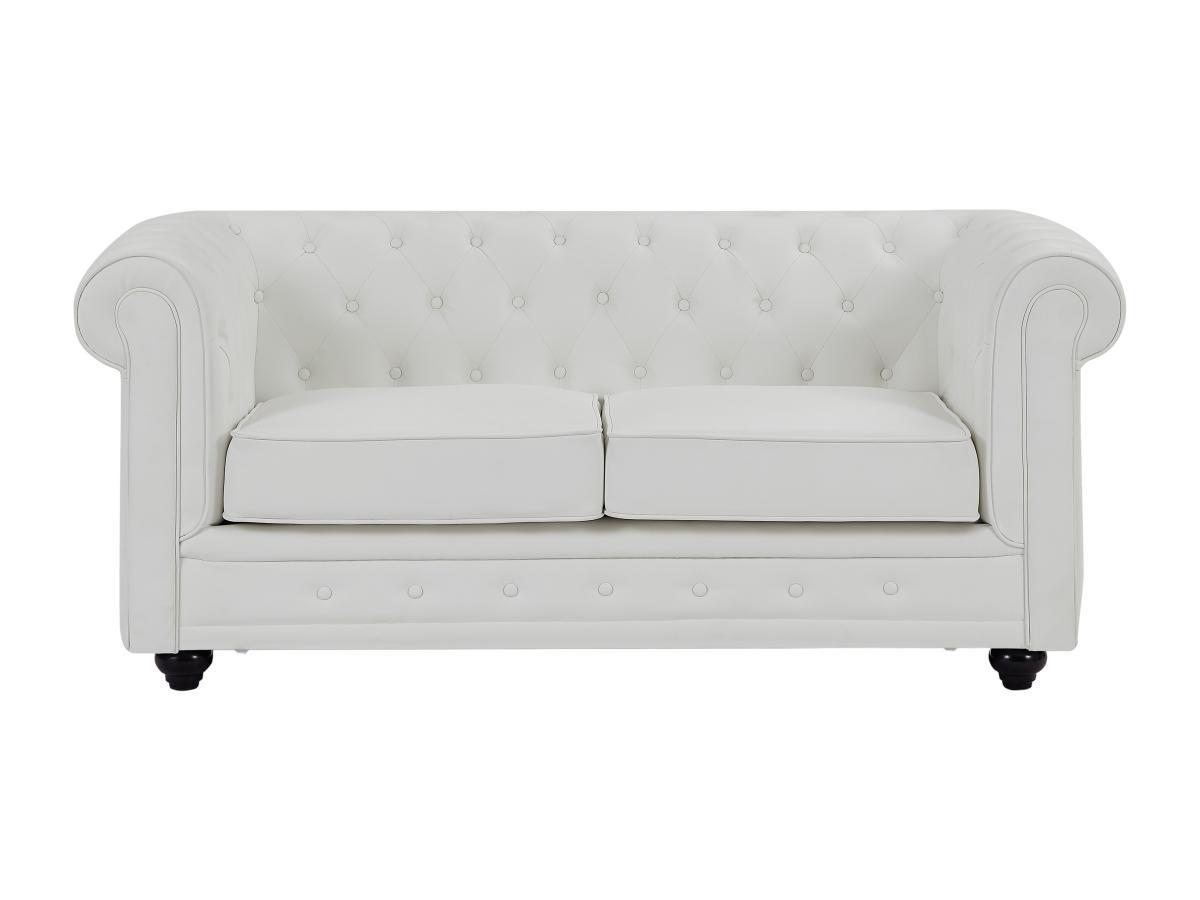 Vente-unique Divano 2 posti in Similpelle Bianco - CHESTERFIELD  