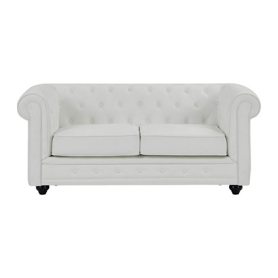 Vente-unique Canapé 2 places en simili blanc CHESTERFIELD  