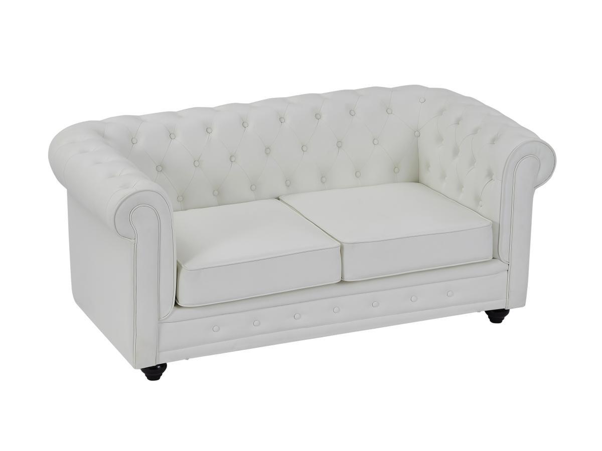 Vente-unique Divano 2 posti in Similpelle Bianco - CHESTERFIELD  