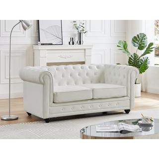 Vente-unique Divano 2 posti in Similpelle Bianco - CHESTERFIELD  