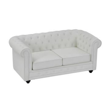 Sofa 2-Sitzer - Kunstleder - Weiß - CHESTERFIELD