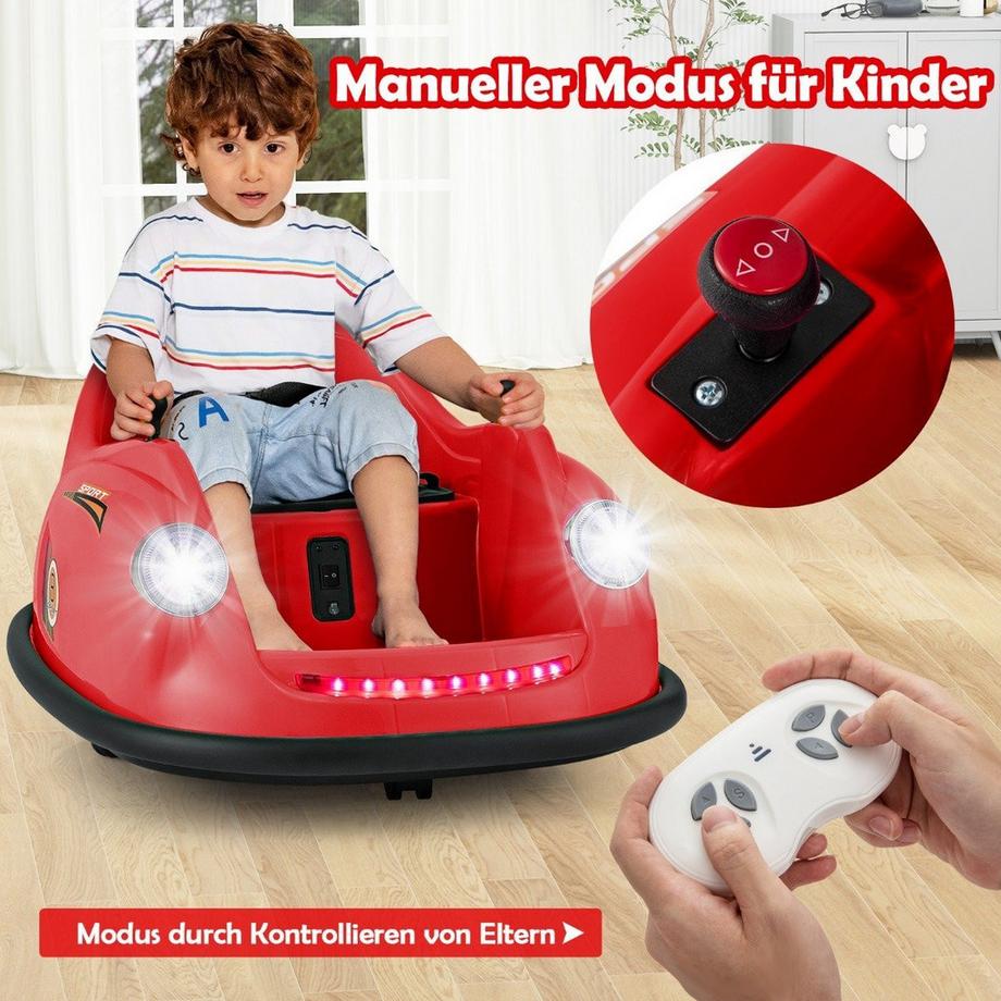 B2X  12V Autoscooter Kinder Elektro Bumper Car mit Fernsteuerung & LED-Lichtern & Musik Rot 