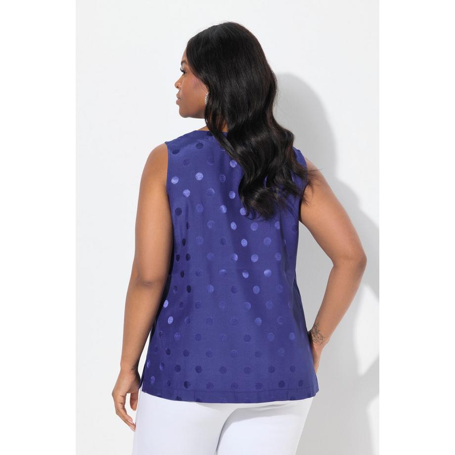 Ulla Popken Jacquard Pois Top Blusa Scollo V Senza Maniche  