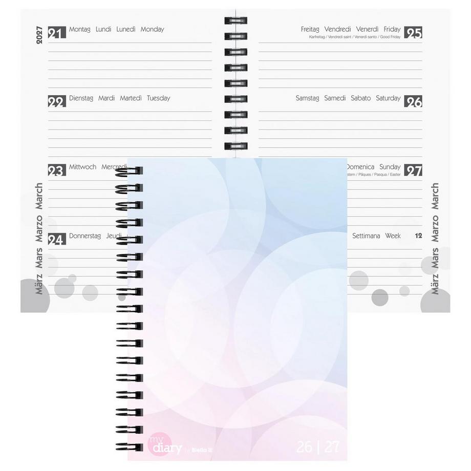 Schüleragenda mydiary Wire-O 3½ Tage pro Seite, Pastel