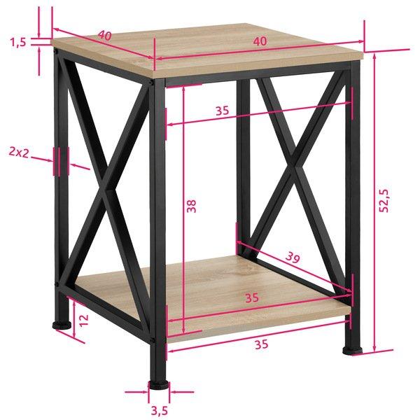 Tectake Table d’appoint CARLTON 40,5x40,5x52,5cm  