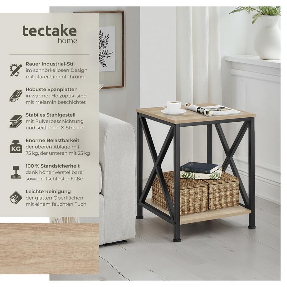 Tectake Beistelltisch Carlton Industrial Style Holz und Stahl  