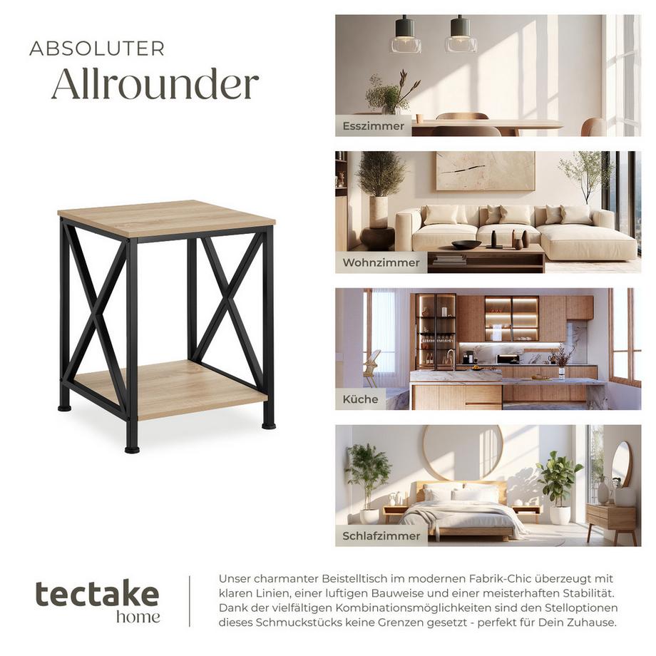 Tectake Beistelltisch Carlton Industrial Style Holz und Stahl  