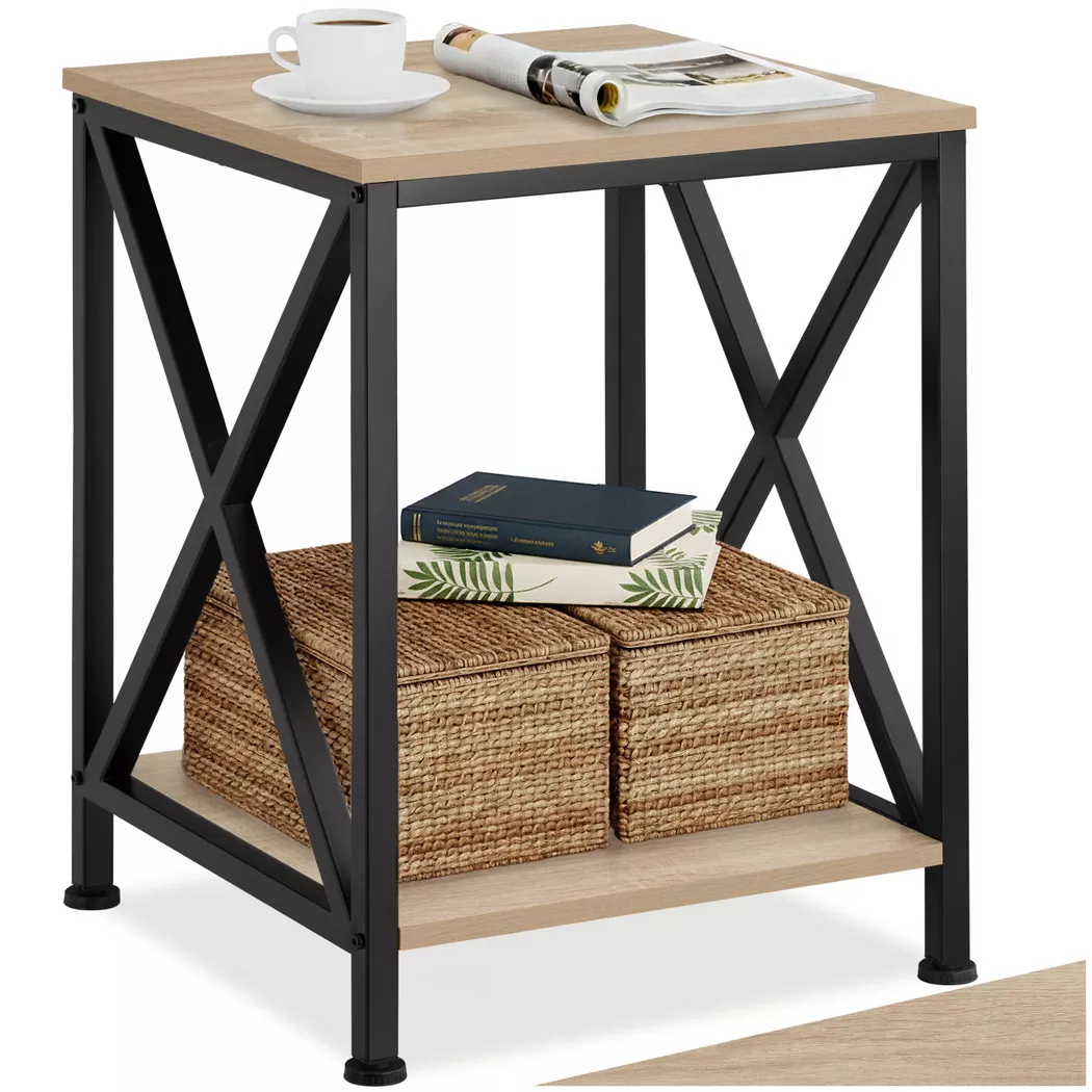tectake Bedside Table Carlton in Light Oak