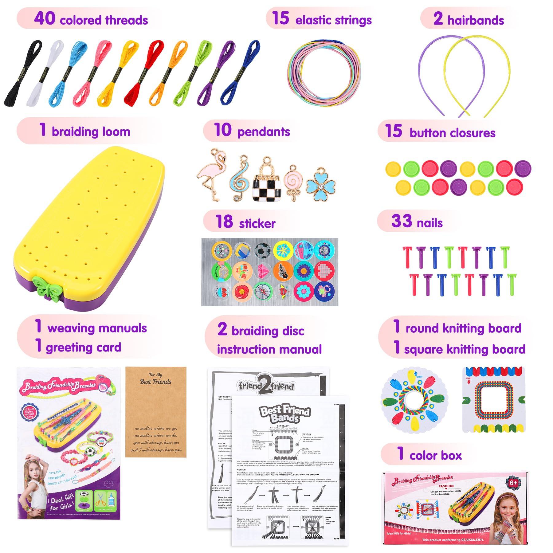 Activity-board  Kit d'artisanat pour bracelets d'amitié ,Kit de tressage pour bracelets d'amitié pour enfants 