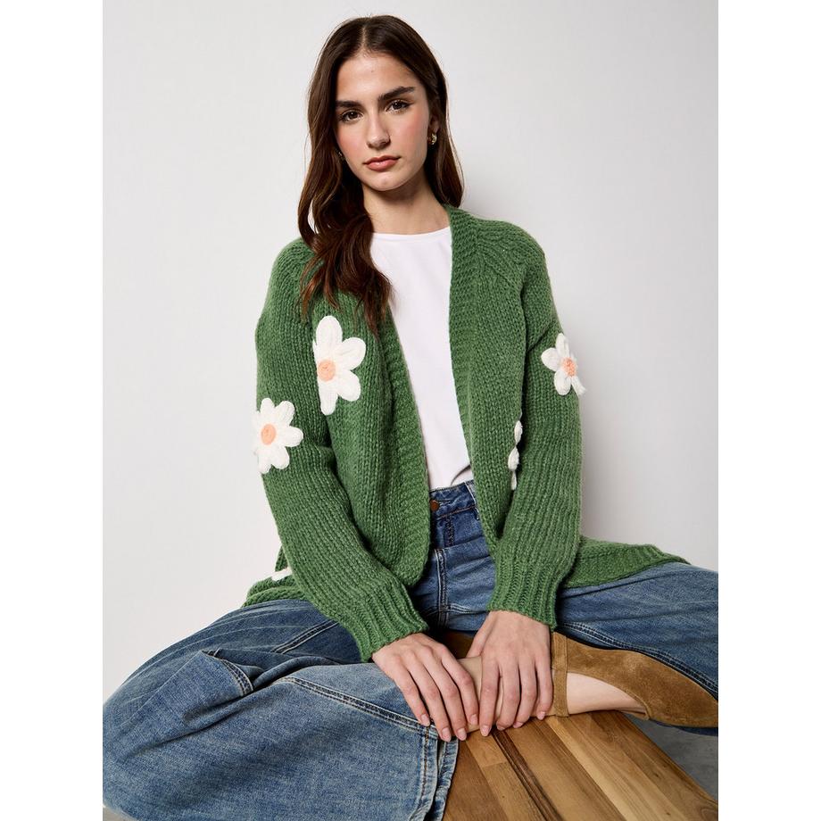 APRICOT Cardigan in maglia grossa margherite 3D  