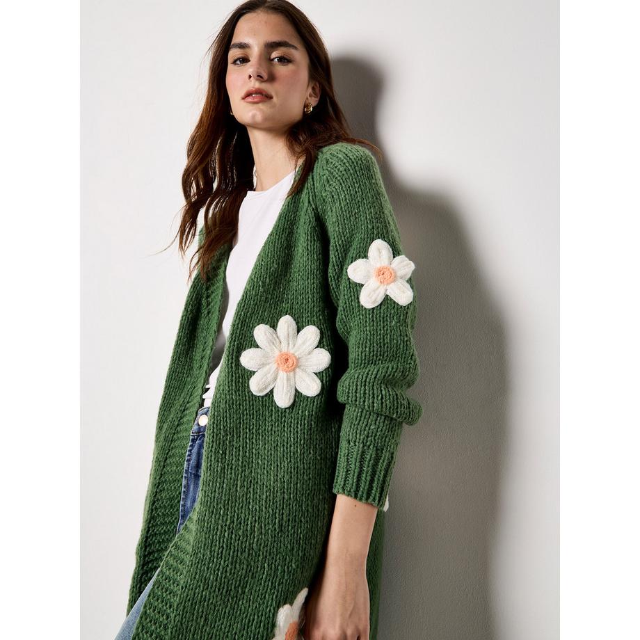 APRICOT Cardigan in maglia grossa margherite 3D  