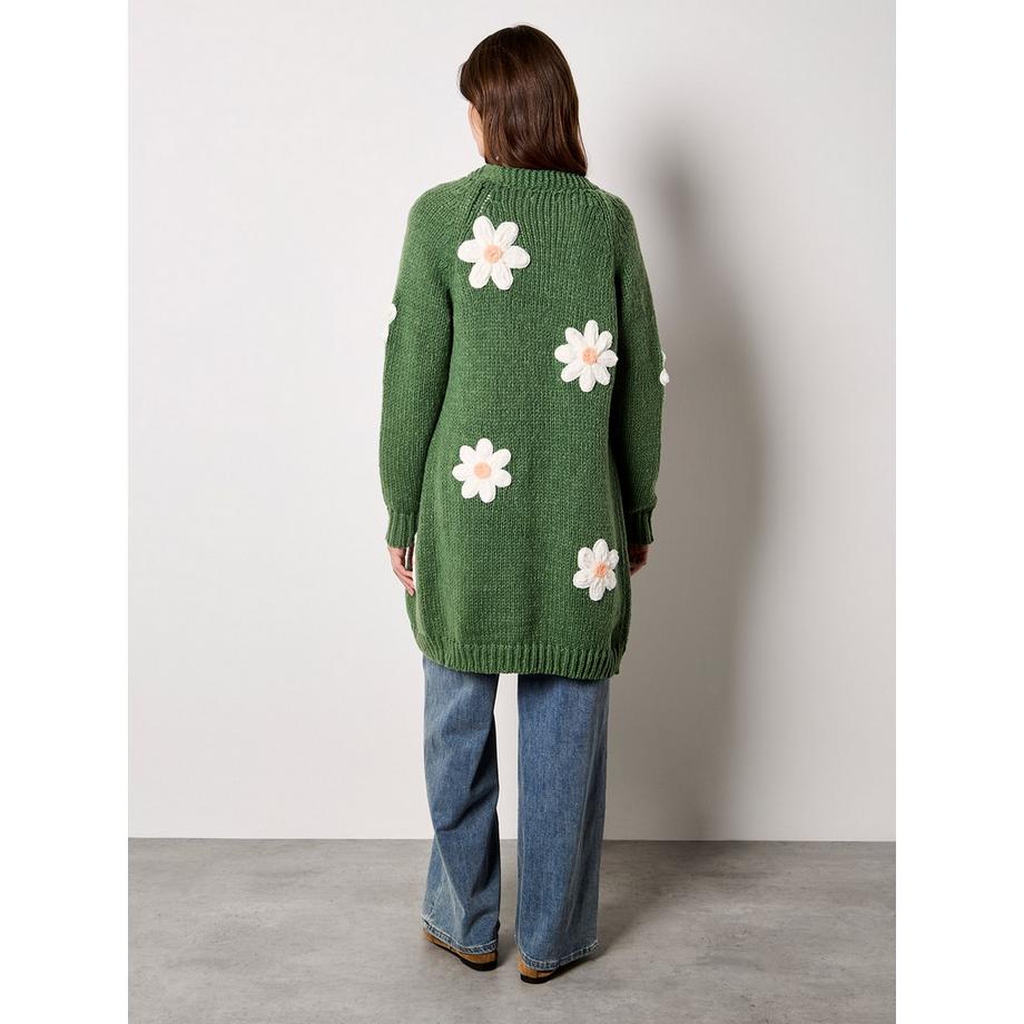 APRICOT Cardigan in maglia grossa margherite 3D  
