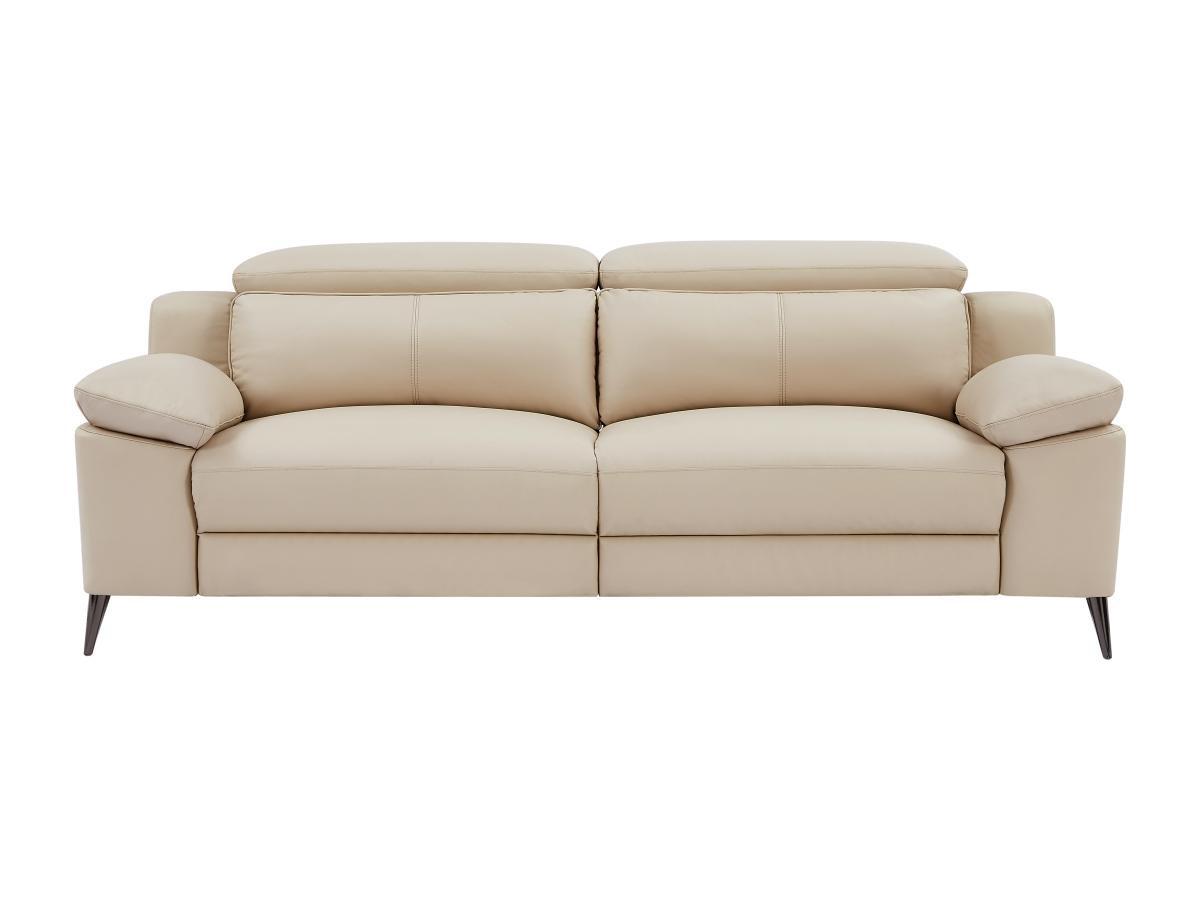 Vente-unique Relaxsofa elektrisch 3-Sitzer - Leder - Beige - MAROTI  