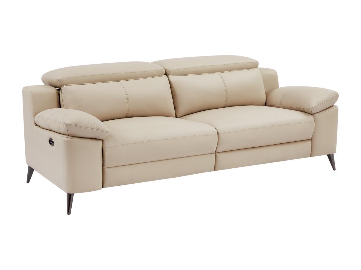 Vente-unique Relaxsofa elektrisch 3-Sitzer - Leder - Beige - MAROTI  