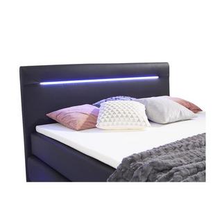 DREAMEA Set Boxspring testata LED+Base letto contenitore+Materasso+Topper Similpelle Nero KEROS di DREAMEA  