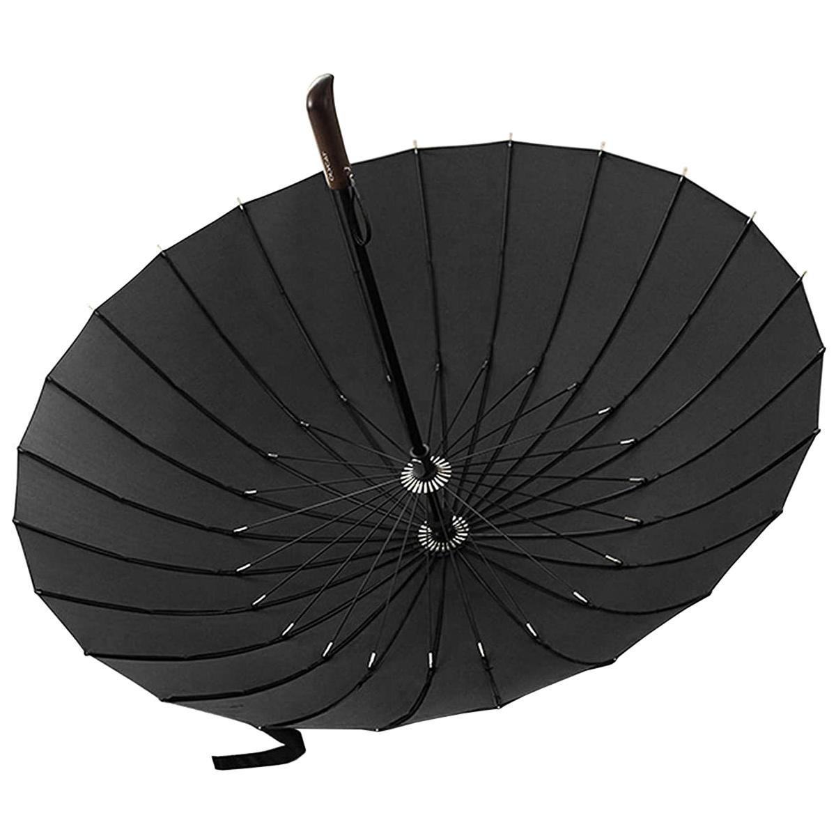 eStore Regenschirm mit Holzgriff - Schwarz  