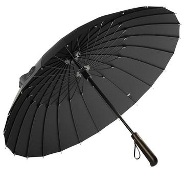 Regenschirm mit Holzgriff - Schwarz