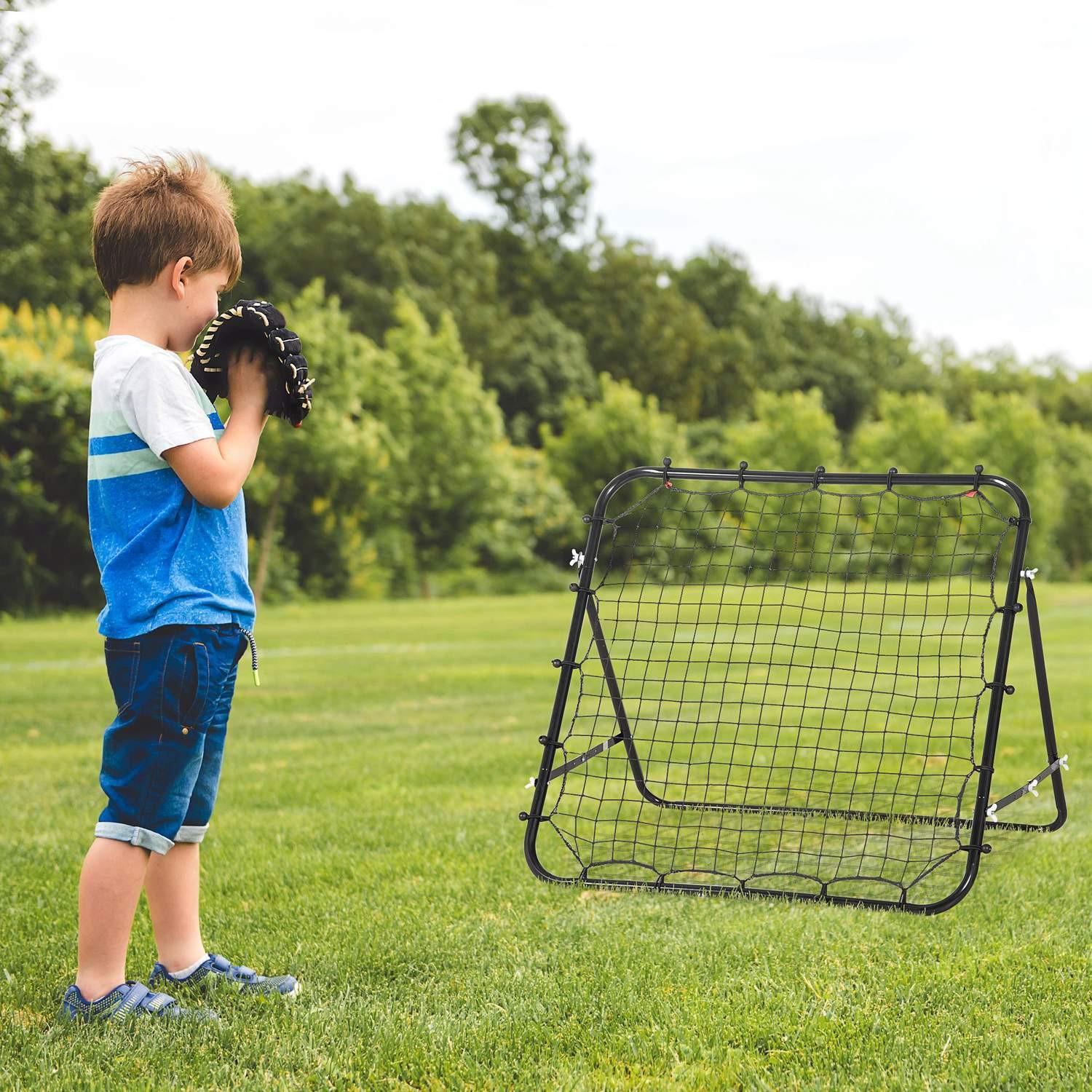 Northio  Rete Da Rimbalzo Da Calcio Kickback Goal Da Rimbalzo In Tubo Di Metallo+Pe, 96X80X96 Cm, Nero 