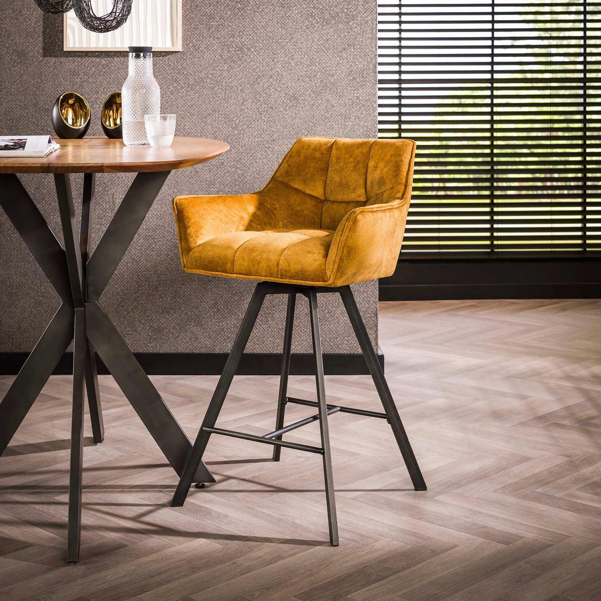 mutoni Chaise de bar Grid Velours doré  