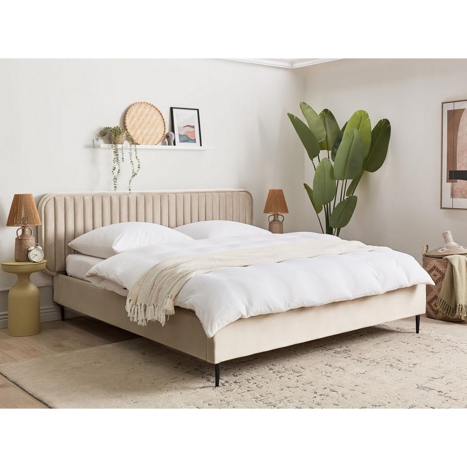 Beliani Bett mit Lattenrost aus Samtstoff  BRIN  