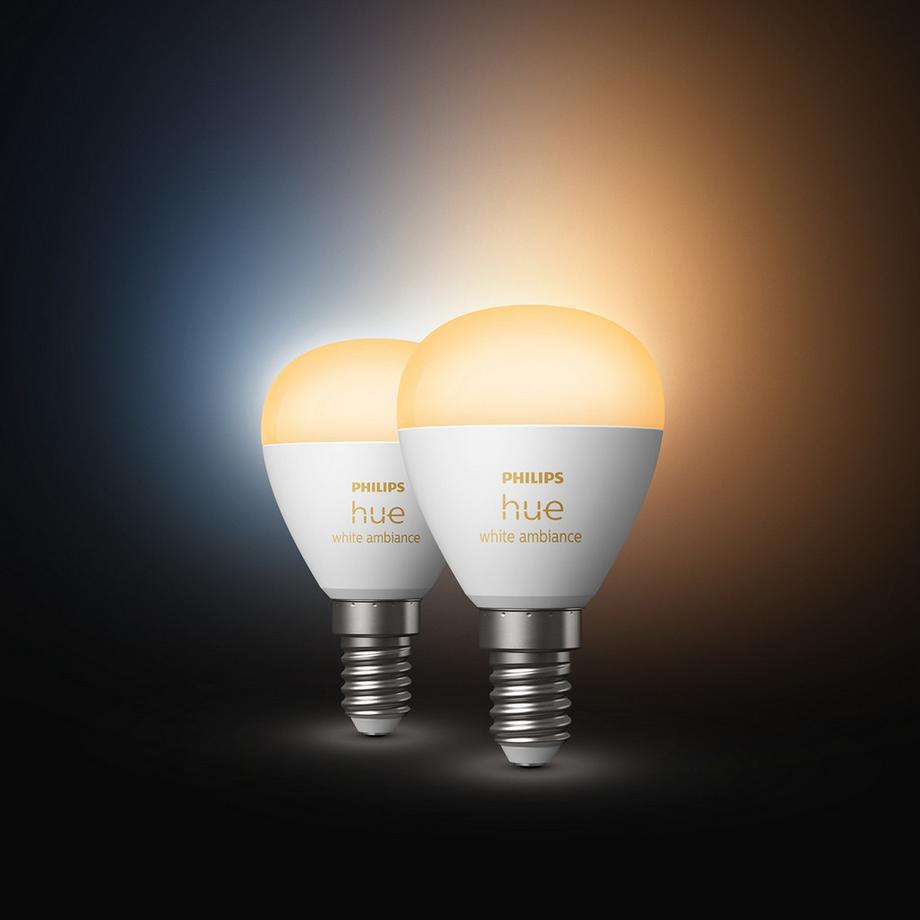 PHILIPS Hue White Ambiance E14 Globo confezione da 2  
