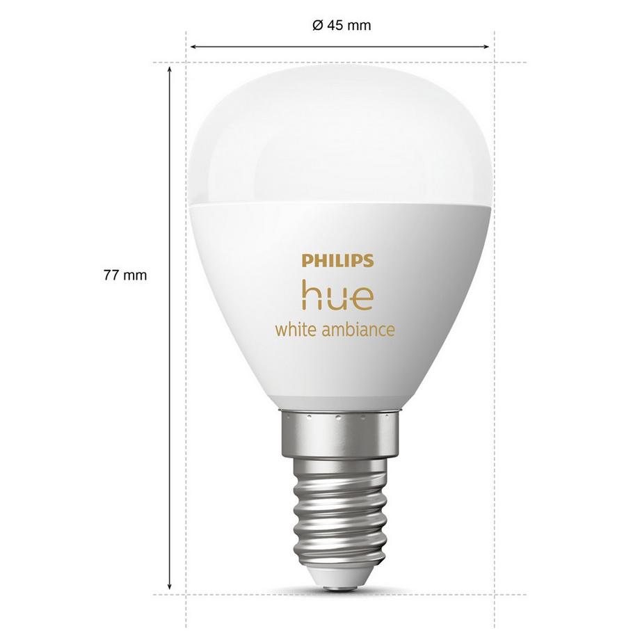 PHILIPS Hue White Ambiance E14 Globo confezione da 2  
