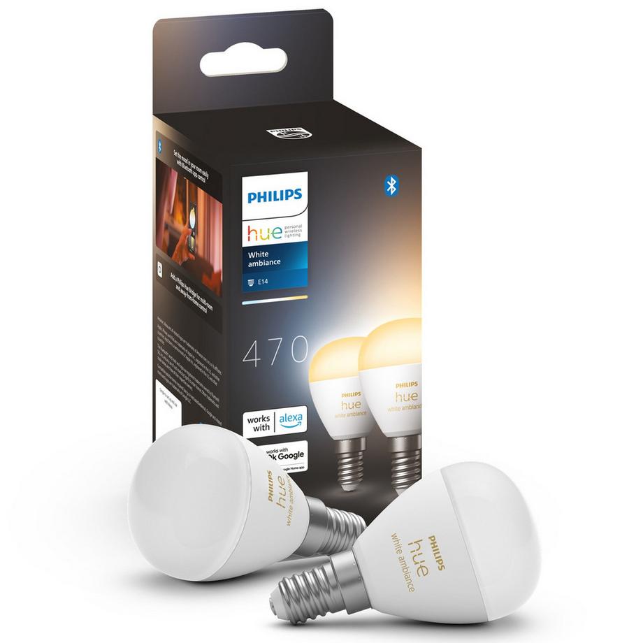 Hue White Ambiance E14 Globo confezione da 2