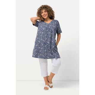 Ulla Popken  Longshirt, Zierfalten, A-Linie, V-Ausschnitt, Halbarm 