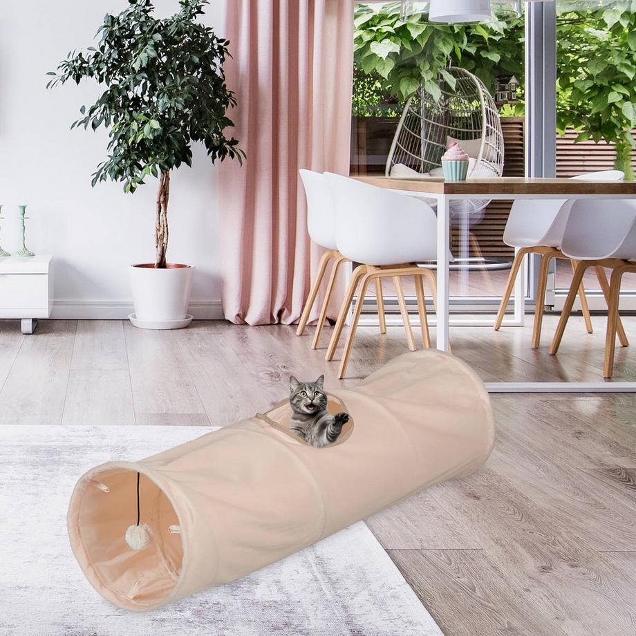 B2X  Tunnel pieghevole per gatti con peluche 