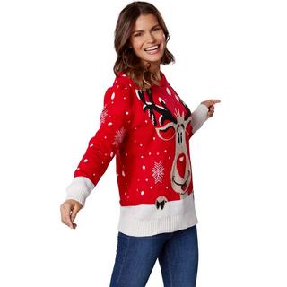 Tectake Rudi Rentier Weihnachtspullover für Frauen  