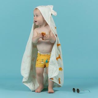NABAIJI Badetuch mit Kapuze Baby Baumwolle - Druckmotiv Savanne  
