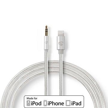 Adaptateur Lightning | Apple Lightning, 8 broches | 3,5 mm Mâle | Plaqué or | 1,00 m | Rond | Nylon