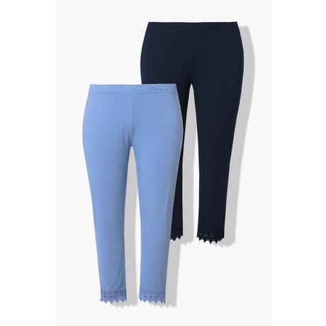 Ulla Popken Leggings 7/8 Confezione da 2 Orlo Pizzo  
