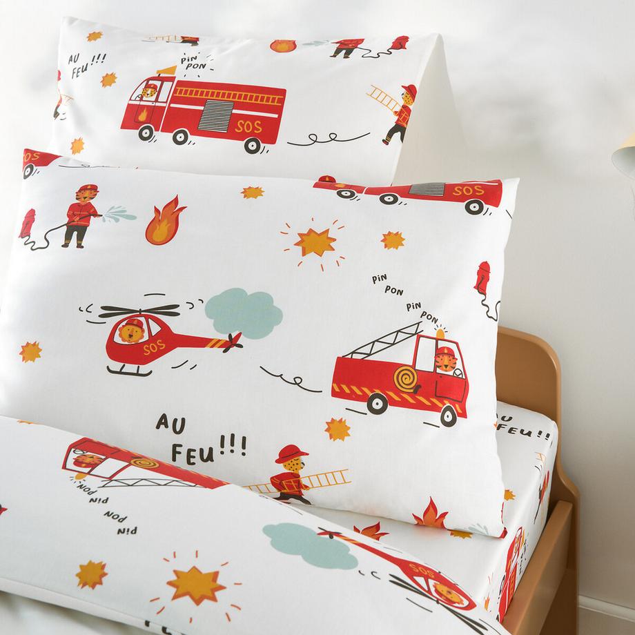 SO'HOME Fodera per cuscino per bambini stampa pompiere  