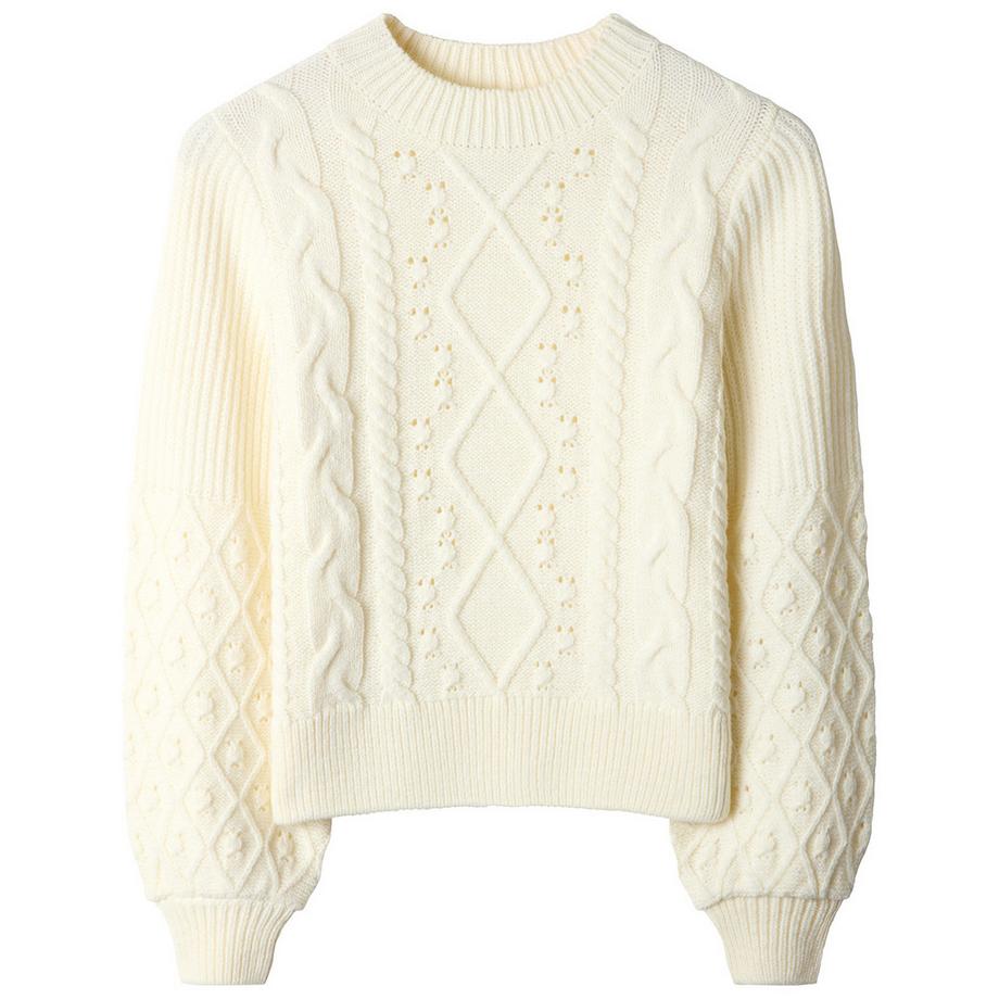 Joe Browns Cremefarbener Strickpullover mit Zopfmuster  