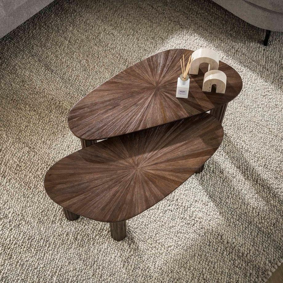 mutoni Table basse Maya organic teck espresso (lot de 2)  