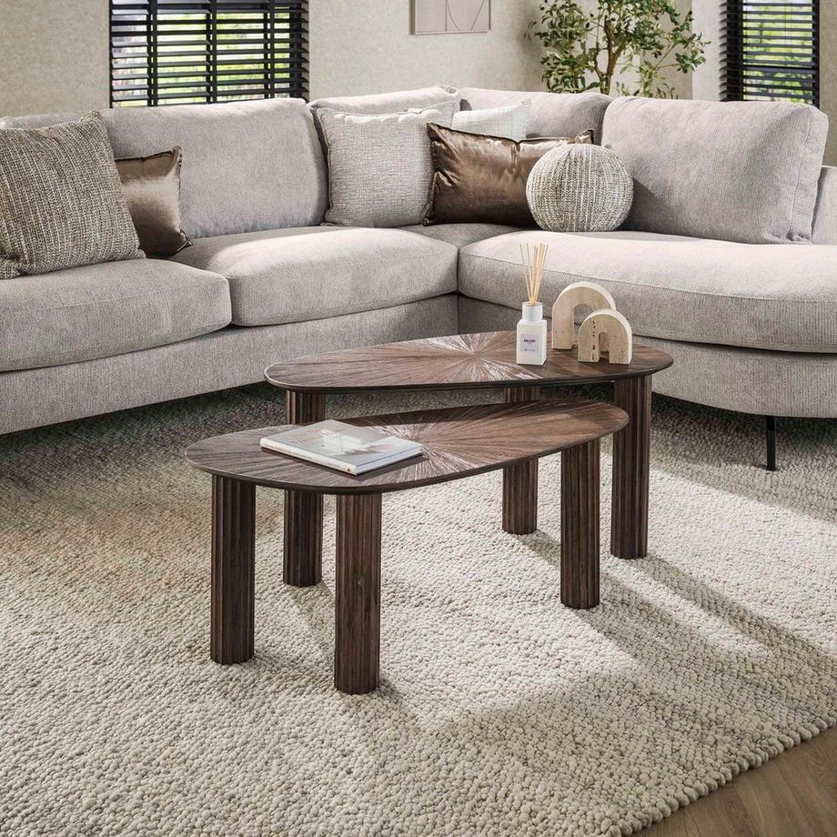 mutoni Table basse Maya organic teck espresso (lot de 2)  