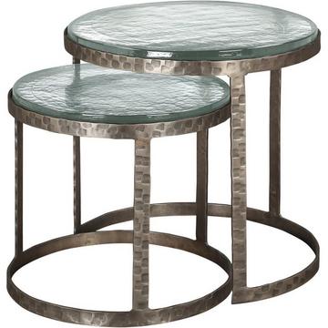 Table d'appoint Zayla ronde couleur nickel (lot de 2)